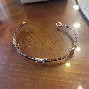 Women’s Brown Cable Bracelet with Gold Accents